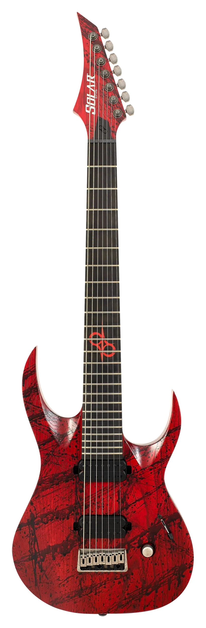 Solar A2.7Canibalismo+ Electric Guitar - Blood Red Open Pore W/Blood Red Splatter - 7 STRING 1 Solar A2.7Canibalismo+ Electric Guitar - Blood Red Open Pore W/Blood Red Splatter - 7 STRING