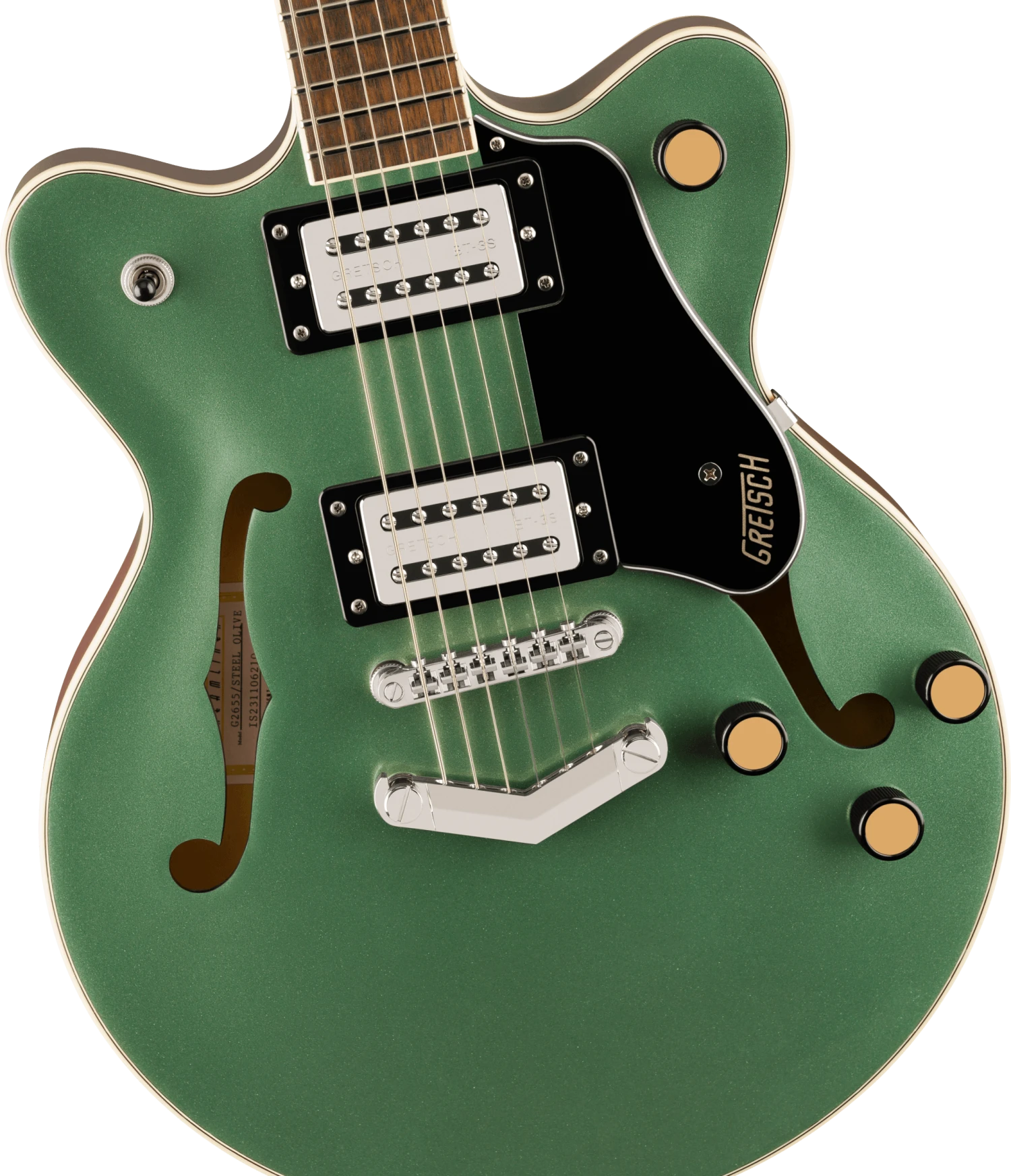 Gretsch G2655 Streamliner Center Block Jr. Double-Cut With V-Stoptail, Laurel Fingerboard, Steel Olive 3 Gretsch G2655 Streamliner Center Block Jr. Double-Cut With V-Stoptail, Laurel Fingerboard, Steel Olive - Image 3