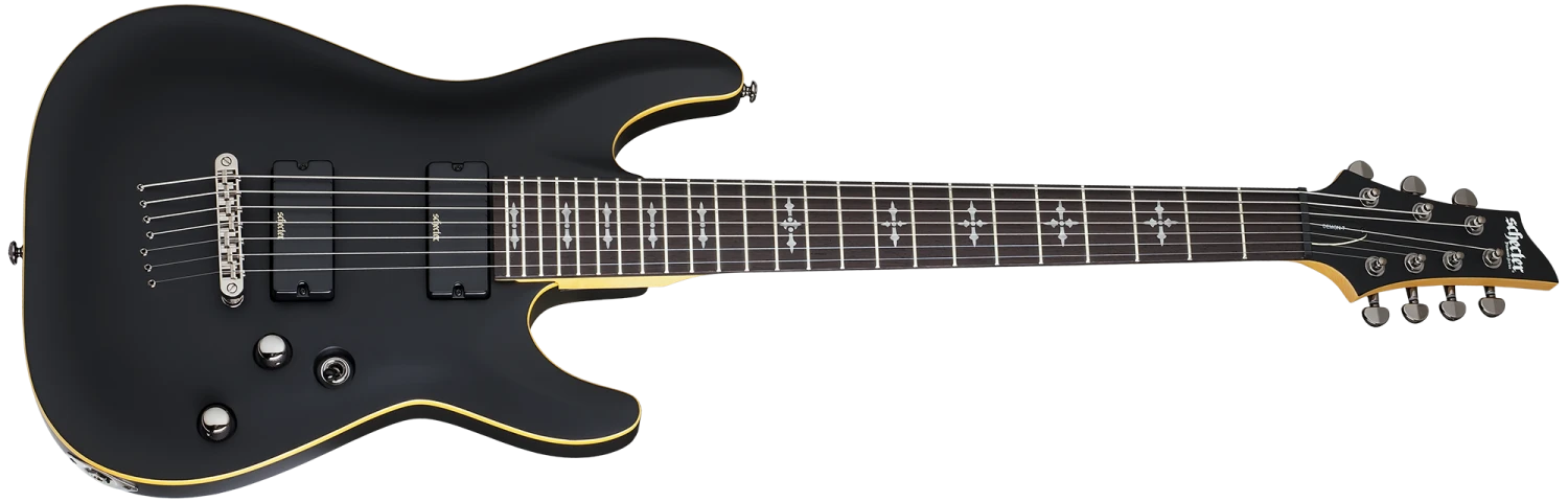 Schecter Demon-7 Aged Black Satin 2 Schecter Demon-7 Aged Black Satin - Image 2