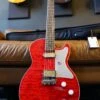 Harmony Factory Special Jupiter Thinline Quilt Maple Top Electric Guitar W/Case, Trans Red