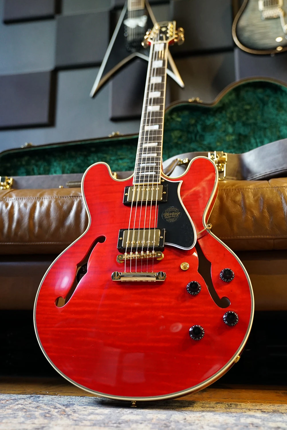 Heritage Custom Shop Core Collection H-555 Electric Guitar W/Case, Trans Cherry 1 Heritage Custom Shop Core Collection H-555 Electric Guitar W/Case, Trans Cherry