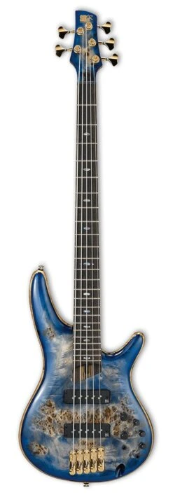 Ibanez SR2605 CBB Premium 5 String Bass Guitar In Case Cerulean Blue Burst