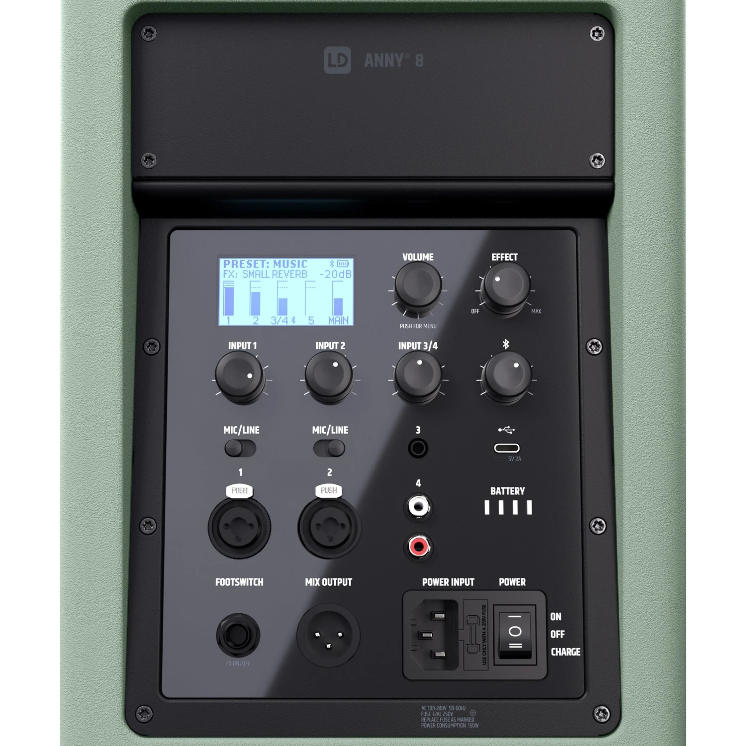LD Systems ANNY 8 Green - 8" Portable Battery-Powered 160W Bluetooth PA System W/ Mixer (Copy) 5 LD Systems ANNY 8 Green - 8" Portable Battery-Powered 160W Bluetooth PA System W/ Mixer (Copy) - Image 5