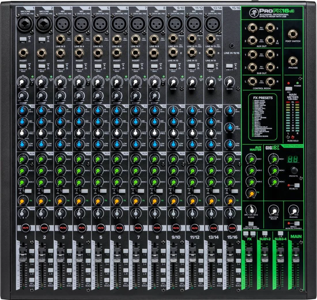 Mackie ProFX16 V3 - 16-Channel Professional Mixer With Effects & USB 1 Mackie ProFX16 V3 - 16-Channel Professional Mixer With Effects & USB