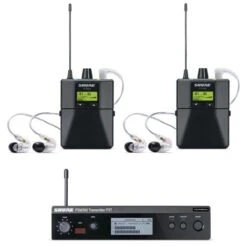 Shure PSM300 Twin Wireless IEM System; Includes 2x P3RA Bodypacks & 2x SE215-CL (J10 - 584-608 MHz)