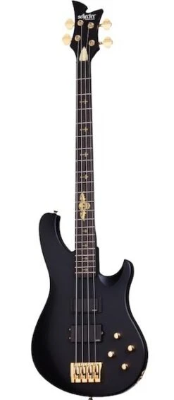 Schecter Johnny Christ Satin Black Bass Guitar.