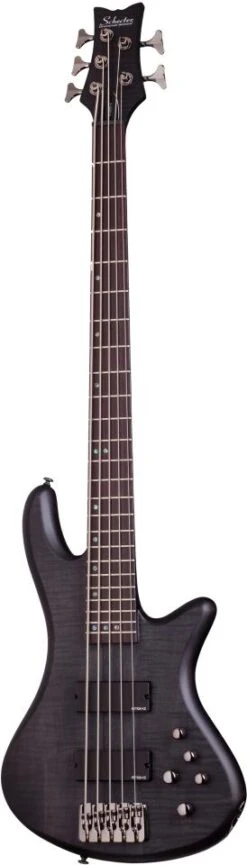 Schecter Stiletto Studio 5 Bass Guitar – See-Thru Black Satin