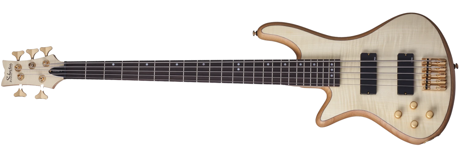 Schecter Stiletto Custom 5 Natural Satin Left Hand Bass Guitar 2 Schecter Stiletto Custom 5 Natural Satin Left Hand Bass Guitar - Image 2