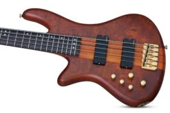 Schecter Stiletto Studio 5 Left Hand Bass Guitar – Honey Satin -Guitar Store StilettoStudio 5LH.02