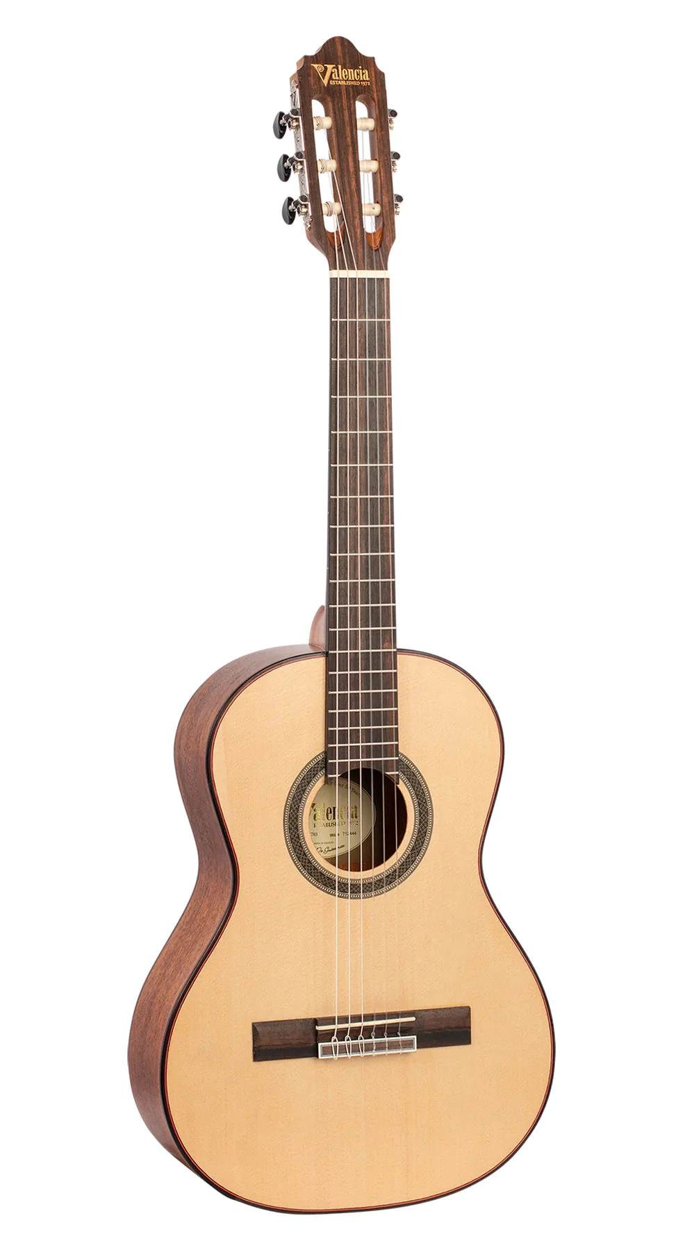 Valencia VC703 3⁄4 Size Solid Top Classical Guitar - Natural Satin 1 Valencia VC703 3⁄4 Size Solid Top Classical Guitar - Natural Satin