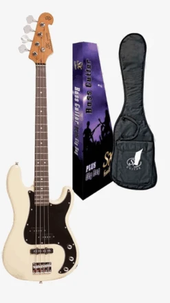 SX VEP34VWH Vintage Series Short Scale P-Bass - Vintage White W/Gig Bag